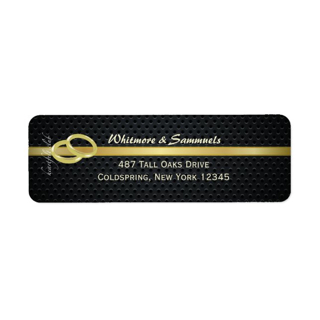 Étiquette d'adresse de retour Bandes d'or (Devant)