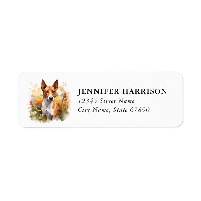 Étiquette d'adresse de retour Basenji (Devant)
