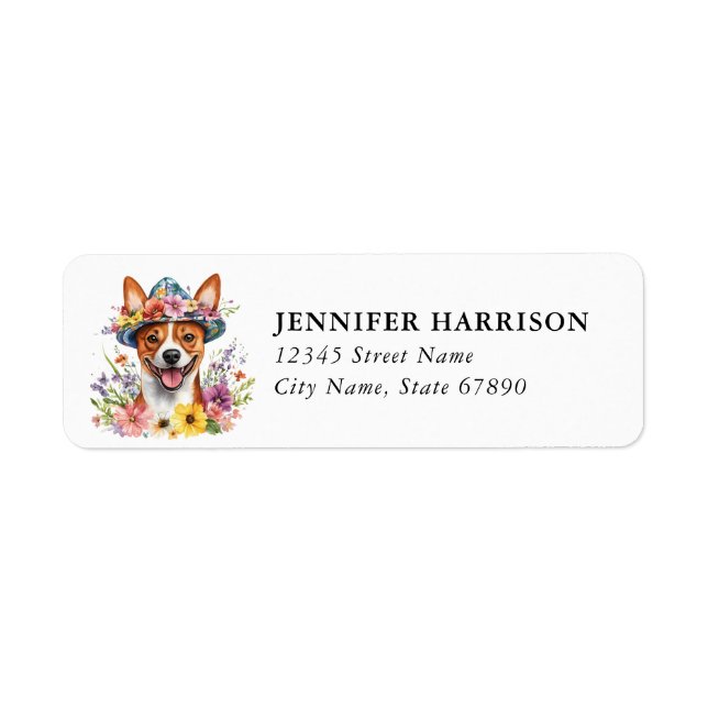 Étiquette d'adresse de retour Basenji (Devant)