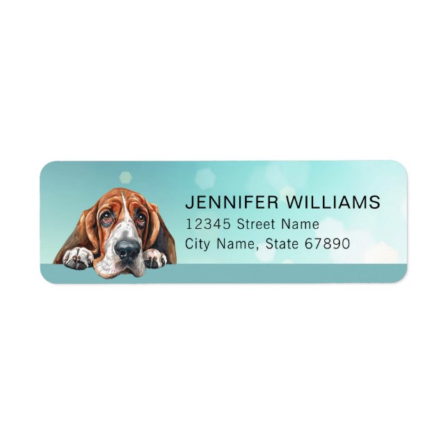 Étiquette d'adresse de retour Basset Hound (Devant)