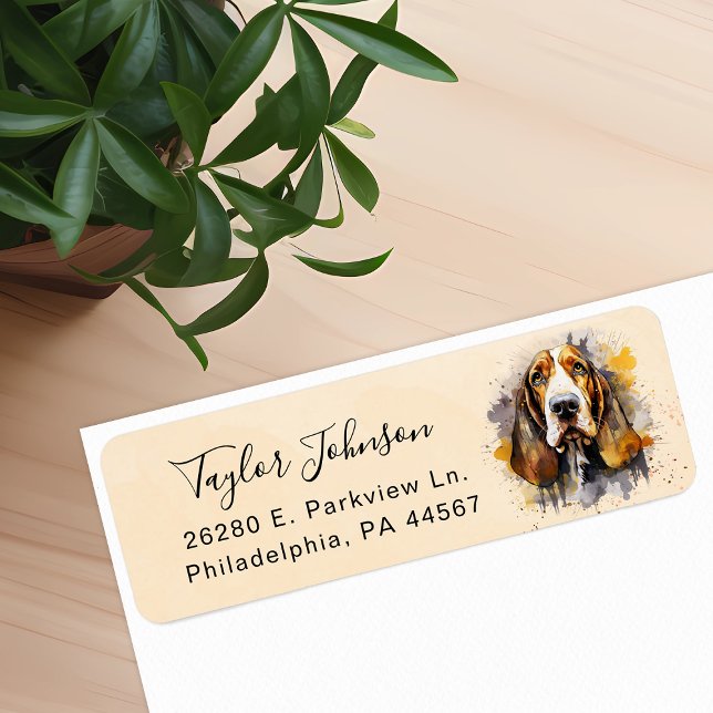Étiquette d'adresse de retour Basset Hound (Créateur téléchargé)