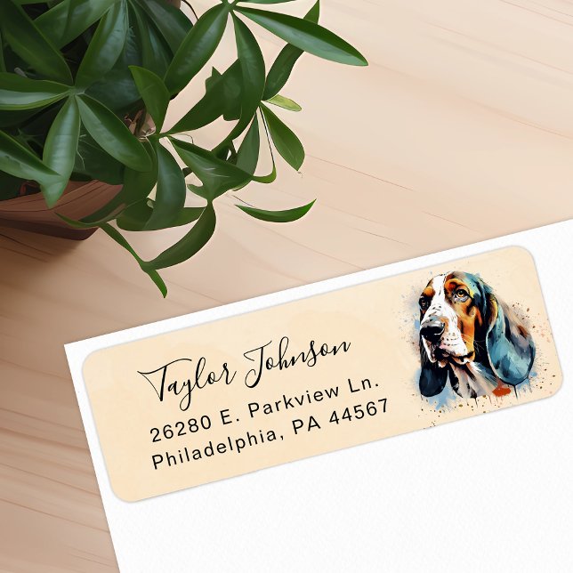 Étiquette d'adresse de retour Basset Hound (Créateur téléchargé)