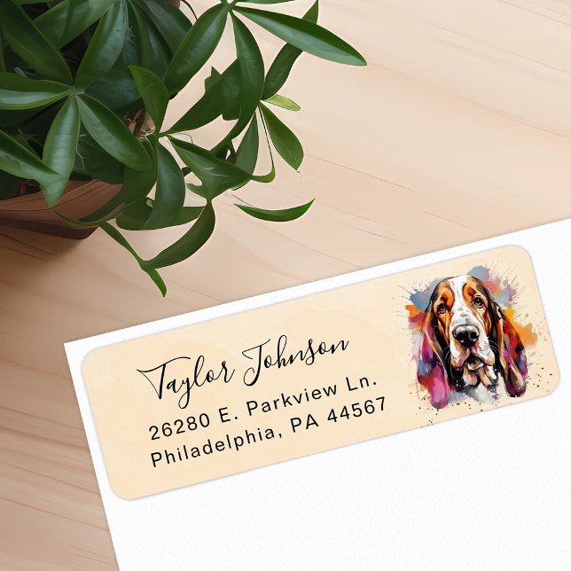 Étiquette d'adresse de retour Basset Hound (Créateur téléchargé)