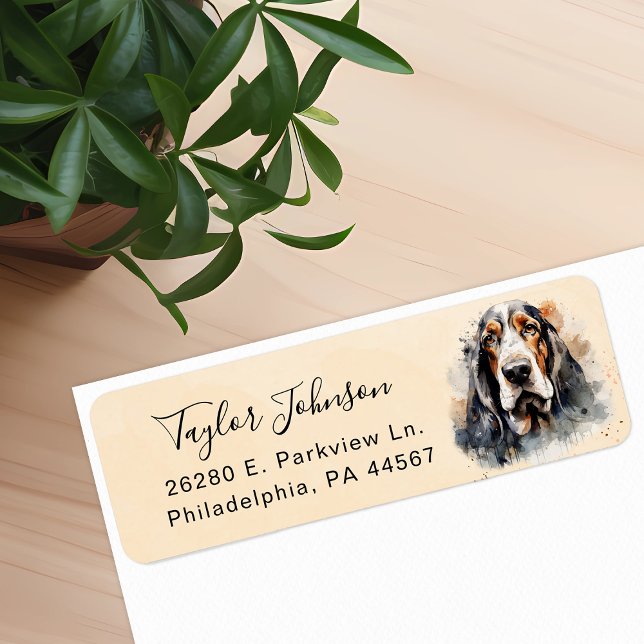 Étiquette d'adresse de retour Basset Hound (Créateur téléchargé)