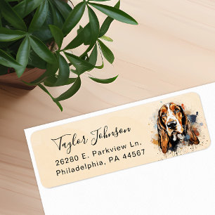 Étiquette d'adresse de retour Basset Hound