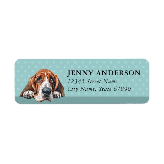 Étiquette d'adresse de retour Basset Hound (Devant)
