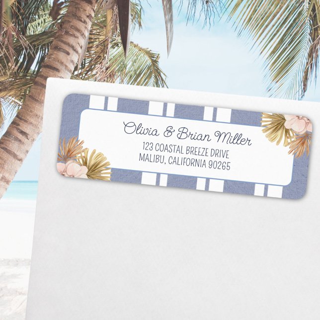 Étiquette d'adresse de retour Beach House Blue Str (In situ)