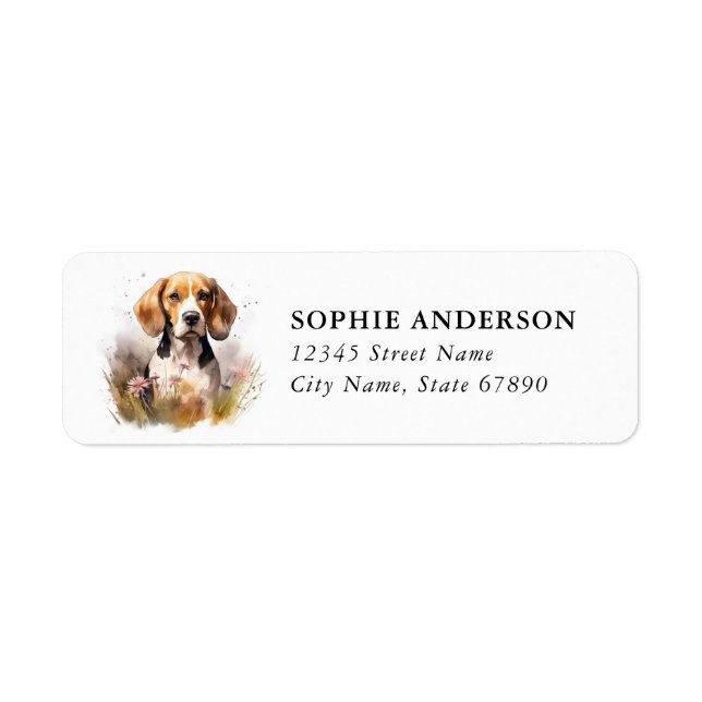 Étiquette d'adresse de retour Beagle (Devant)