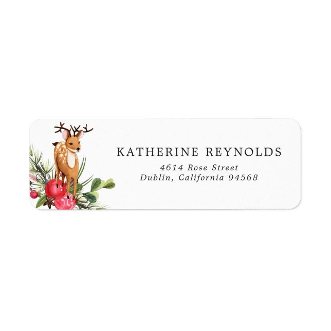 Étiquette d'adresse de retour Bébé Noël | Renne (Devant)