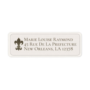 Étiquette d'adresse de retour Black Fleur de Lis