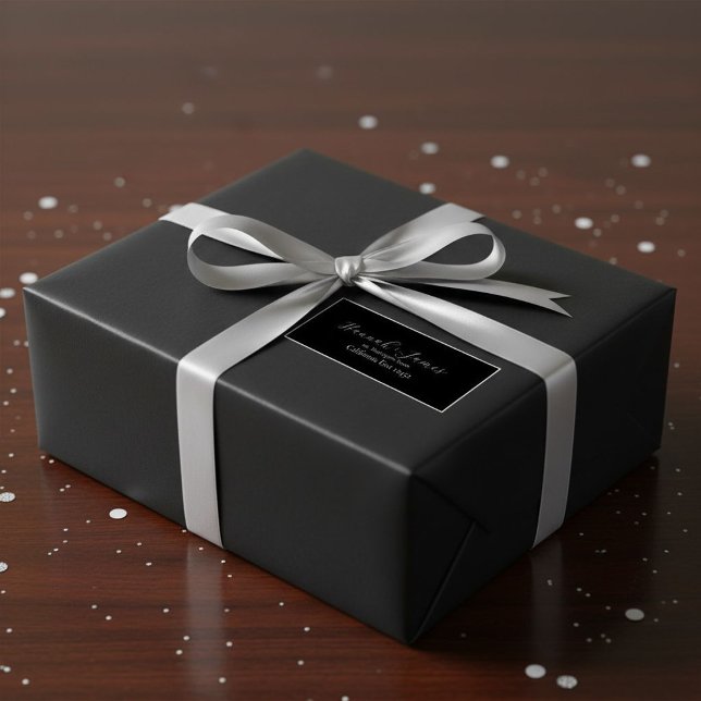 Étiquette d'adresse de retour Black Minimal Script (Créateur téléchargé)