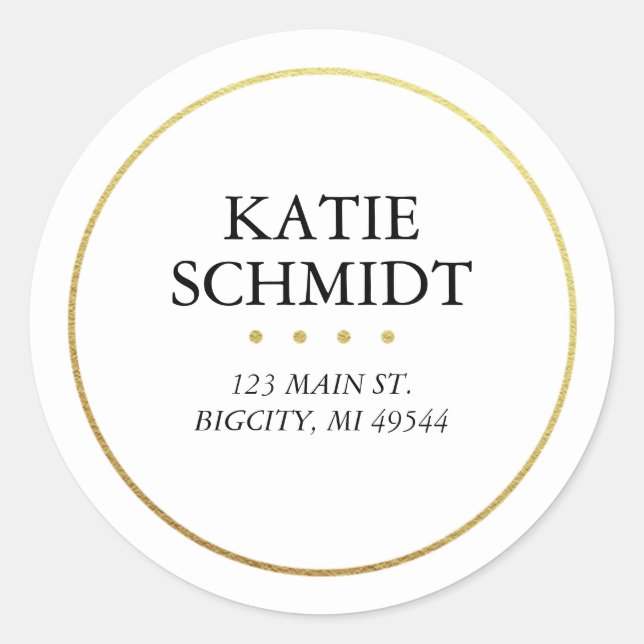 Étiquette d'adresse de retour blanc avec Faux Gold (Devant)
