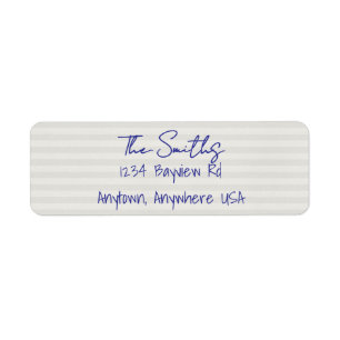 Étiquette d'adresse de retour Bleu Beige Rayure No