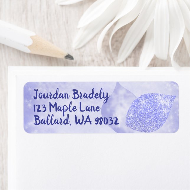Étiquette d'adresse de retour bleu clair (En situation)