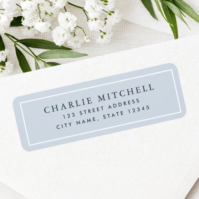Étiquette d'adresse de retour bleu clair poussiére (Elegant dusty light blue return address label)