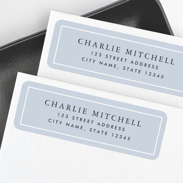Étiquette d'adresse de retour bleu clair poussiére (Elegant dusty light blue return address label)
