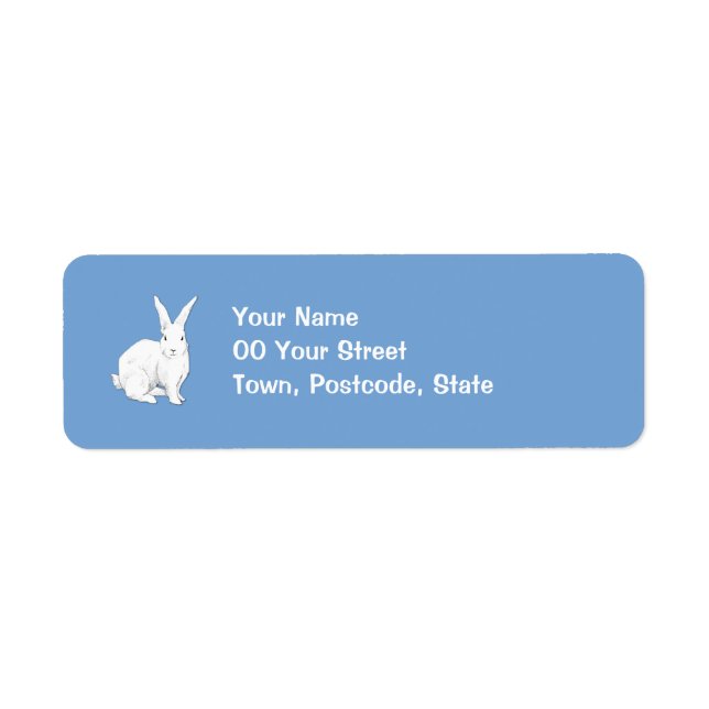 Étiquette d'adresse de retour bleu lapin (Devant)