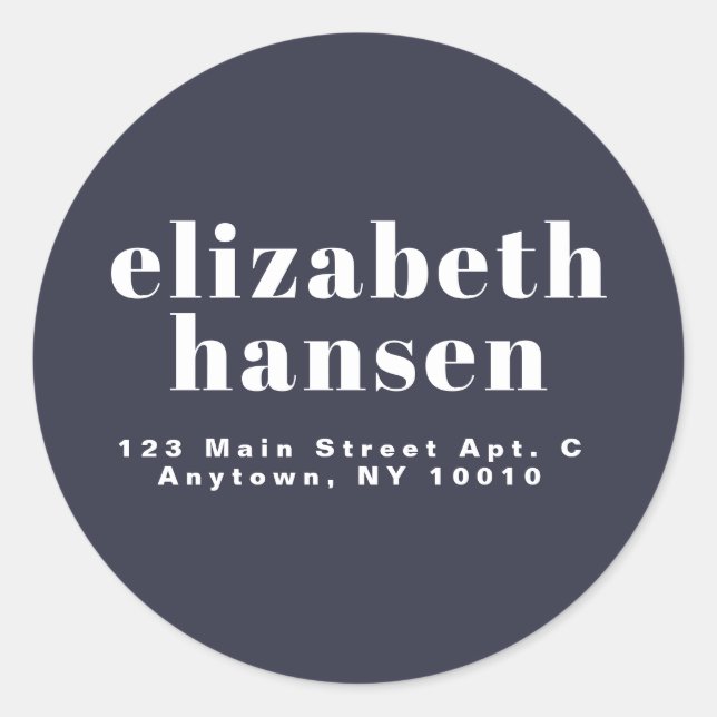 Étiquette d'adresse de retour bleu marine moderne (Devant)