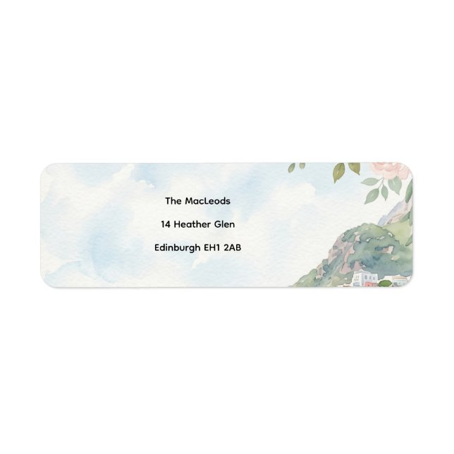 Étiquette d'adresse de retour bleu pâle côtier (Devant)