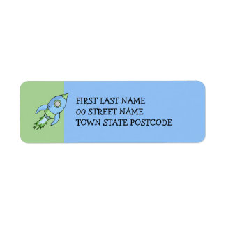 Étiquette d'adresse de retour bleu roquette