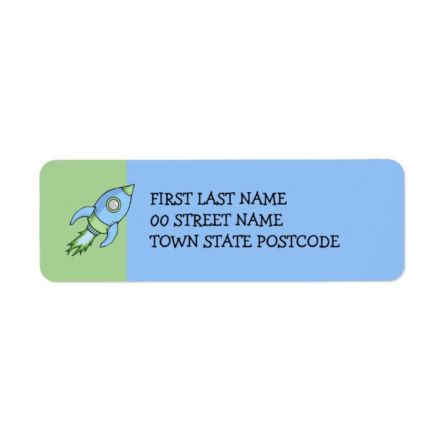 Étiquette d'adresse de retour bleu roquette (Devant)