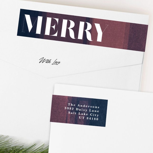 Étiquette d'adresse de retour Bold Merry Navy Chal (Créateur téléchargé)