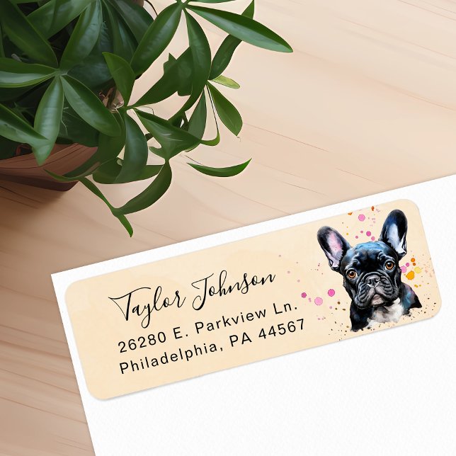 Étiquette d'adresse de retour Bouledogue Français (Créateur téléchargé)