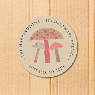 Étiquette d'adresse de retour Brown de champignons