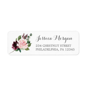 Étiquette d'adresse de retour Burgundy Blush