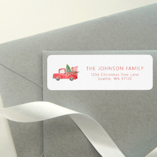 étiquette d'adresse de retour camion de noël ferme