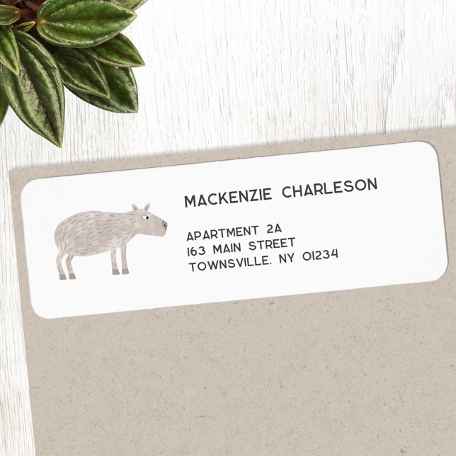Étiquette d'adresse de retour Capybara (Fun capybara return address personalized labels)