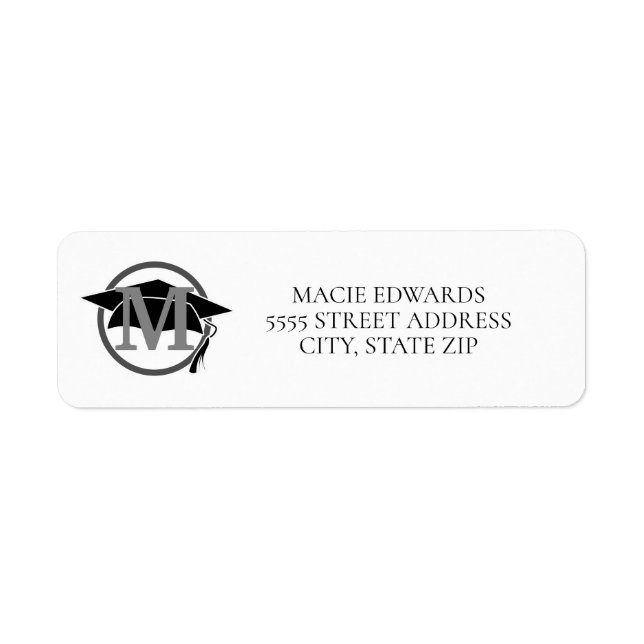 Étiquette d'adresse de retour Casquette de graduat (Devant)