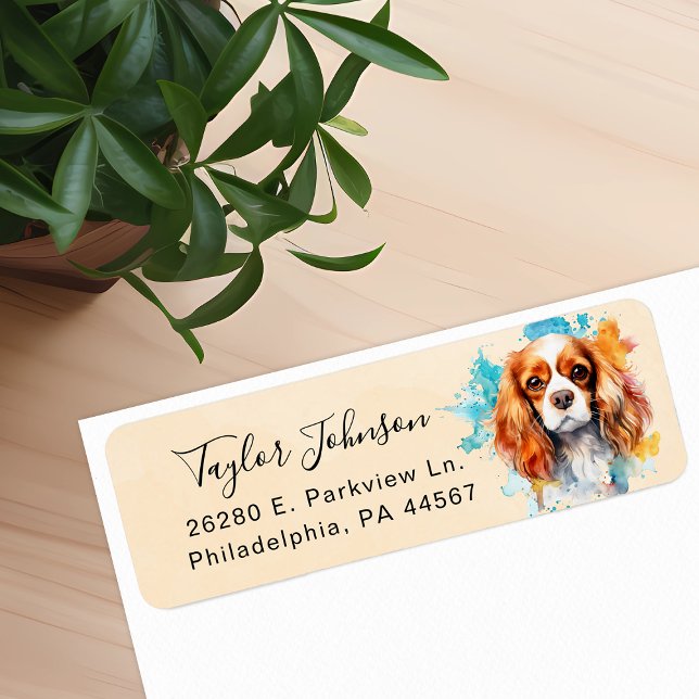 Étiquette d'adresse de retour Cavalier King Charle (Créateur téléchargé)