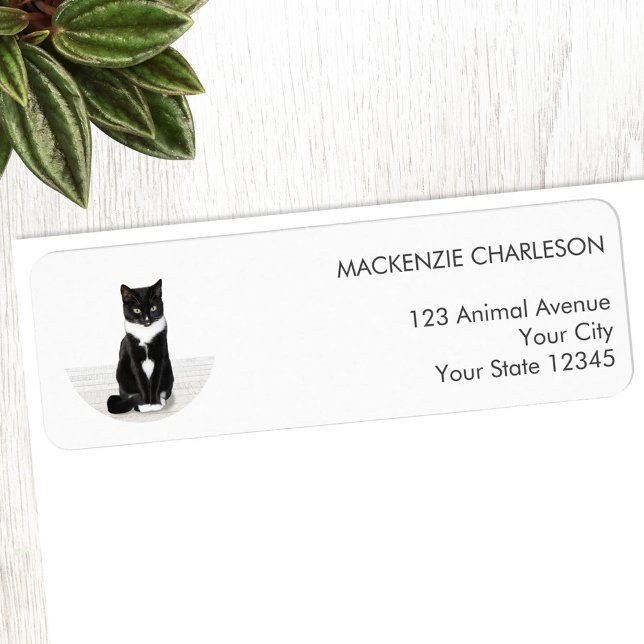 Étiquette d'adresse de retour cercle photo d'anima (Personalized pet photo circle frame custom return address label)