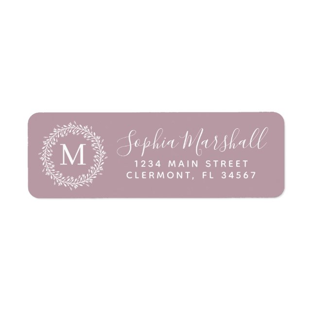 Étiquette d'adresse de retour Chic Mauve White Mon (Devant)