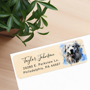 Étiquette d'adresse de retour Chien des Pyrénées