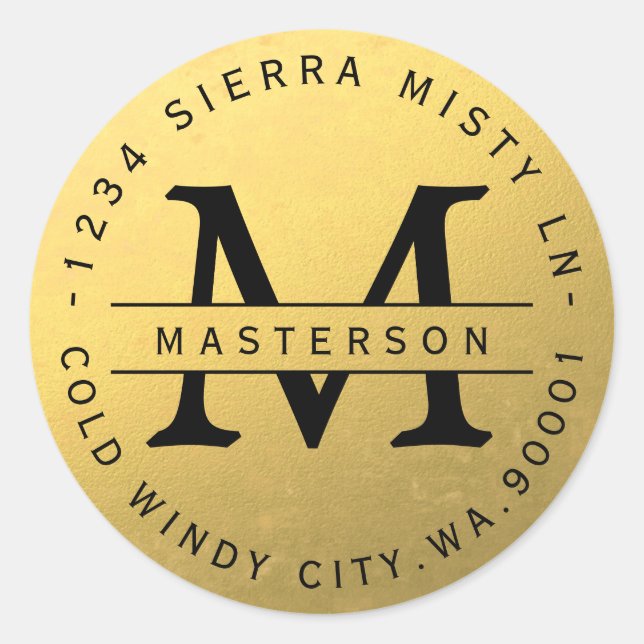 Étiquette d'adresse de retour circulaire en or Mon (Devant)