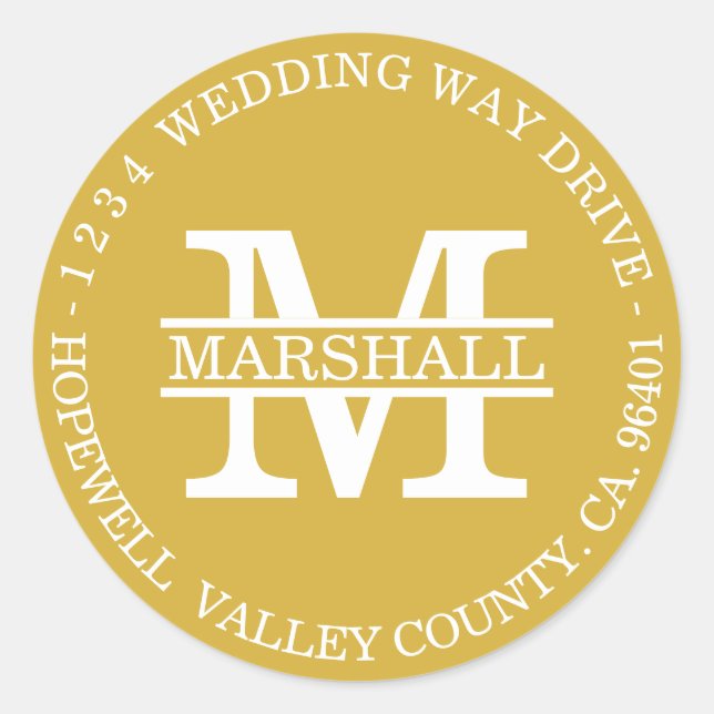 Étiquette d'adresse de retour circulaire Monogram  (Devant)