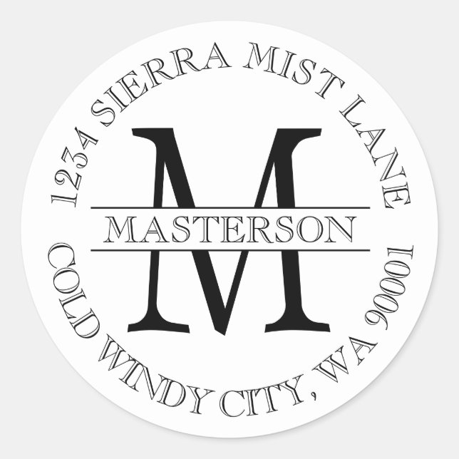 Étiquette d'adresse de retour circulaire monograph (Devant)