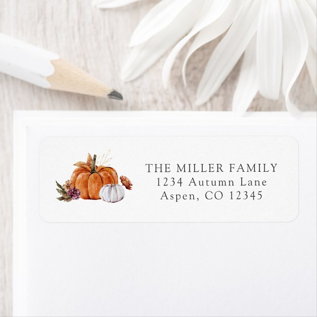 Étiquette d'adresse de retour citrouille (Fall Pumpkins Return Address Label by Painted Paperie
)