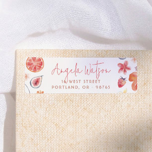 Étiquette d'adresse de retour Citrus rose aquarell