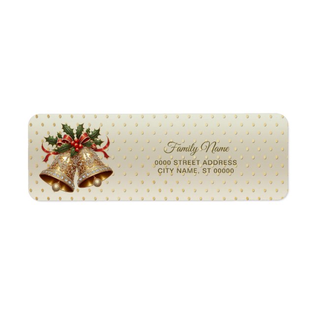 Étiquette d'adresse de retour cloches de Noël en o (Devant)
