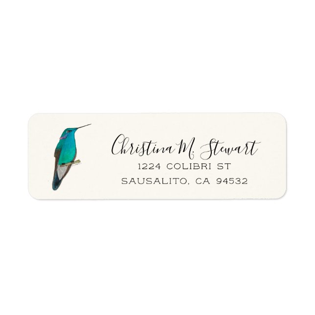 Étiquette d'adresse de retour Colibri à oreilles v (Devant)