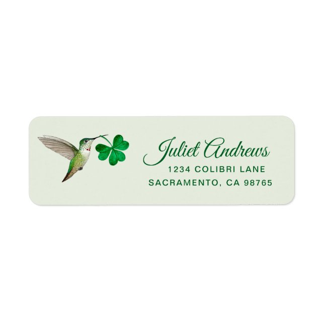 Étiquette d'adresse de retour Colibri et Trèfle (Devant)