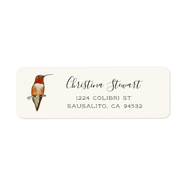 Étiquette d'adresse de retour Colibri roux (Devant)