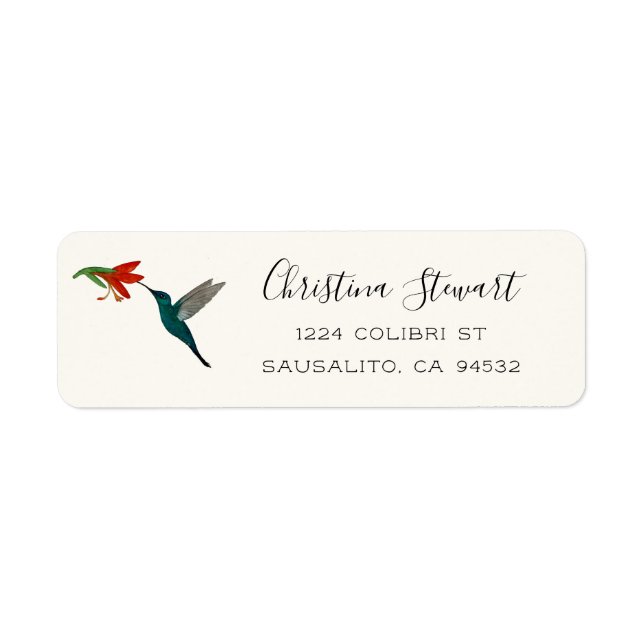 Étiquette d'adresse de retour Colibri Turquoise (Devant)
