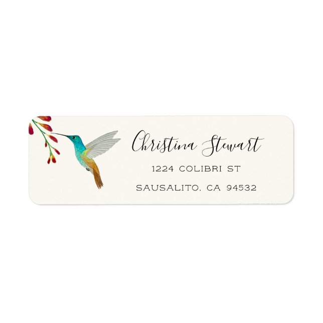 Étiquette d'adresse de retour Colibri Turquoise (Devant)