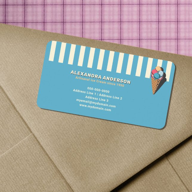 Étiquette d'adresse de retour Cône de glace vintag (Vintage Ice Cream Cone Return Address Label)