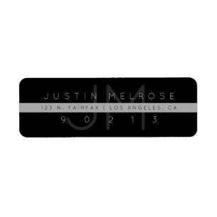 Étiquette d'adresse de retour contemporaine   Noir
