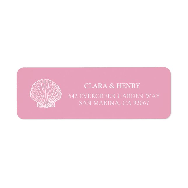 Étiquette d'adresse de retour coquille rose blush  (Devant)